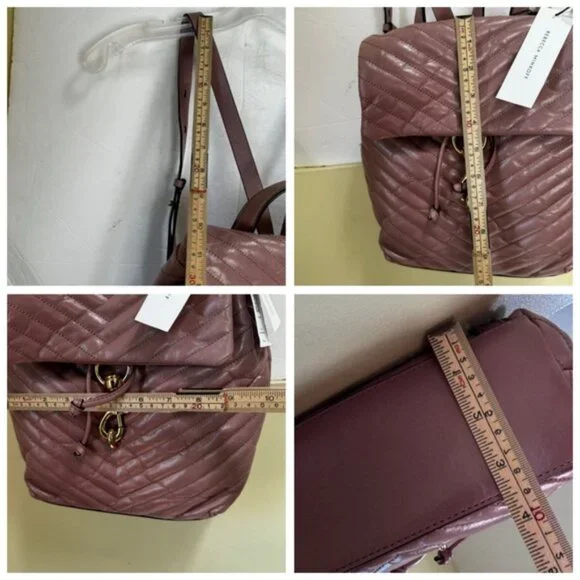 Rebecca Minkoff NEW Edie Flap Quilted LeatherBackpack Bag Tote Rare Pink Gold
